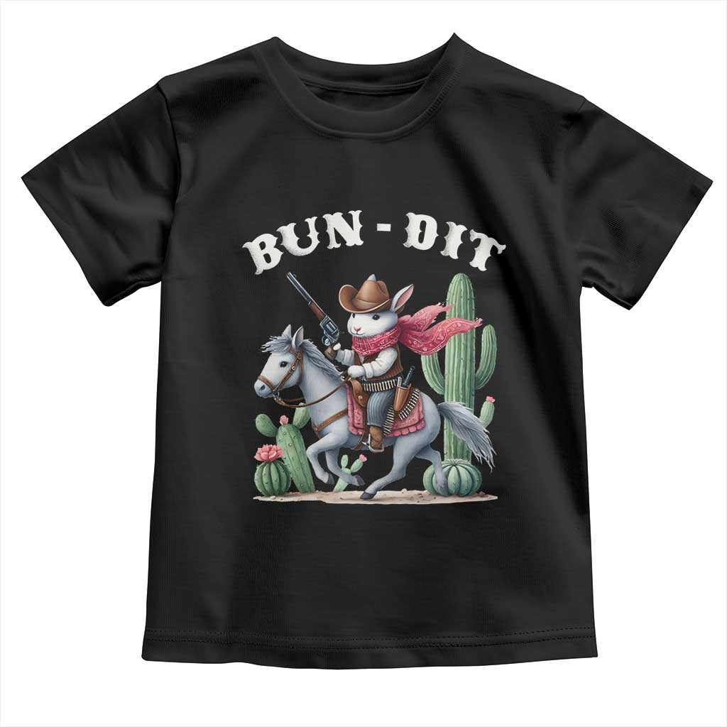 Funny Easter Day Western Toddler T Shirt Bun-dit Country Rabbit Cowboy Rodeo