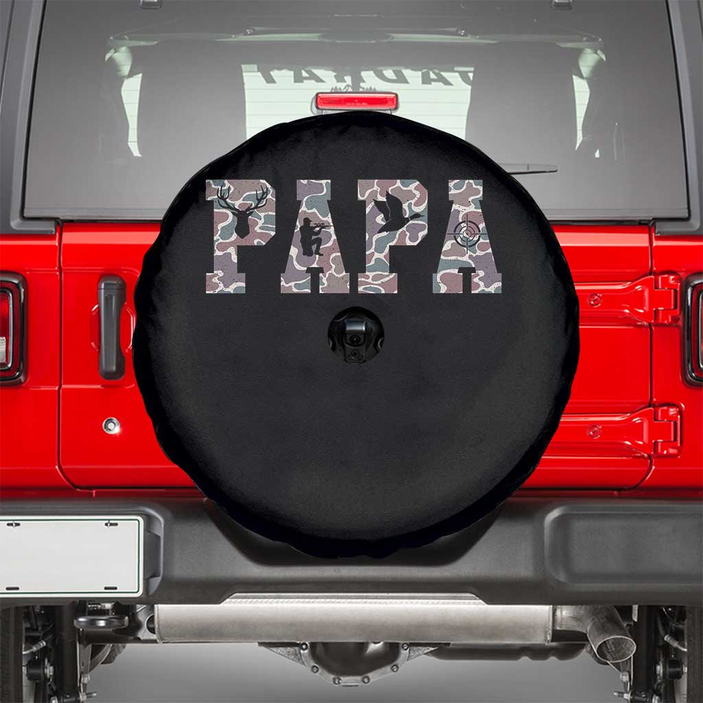 Funny Papa Hunting Spare Tire Cover Deer Hunter Father's Day Camouflage Flag
