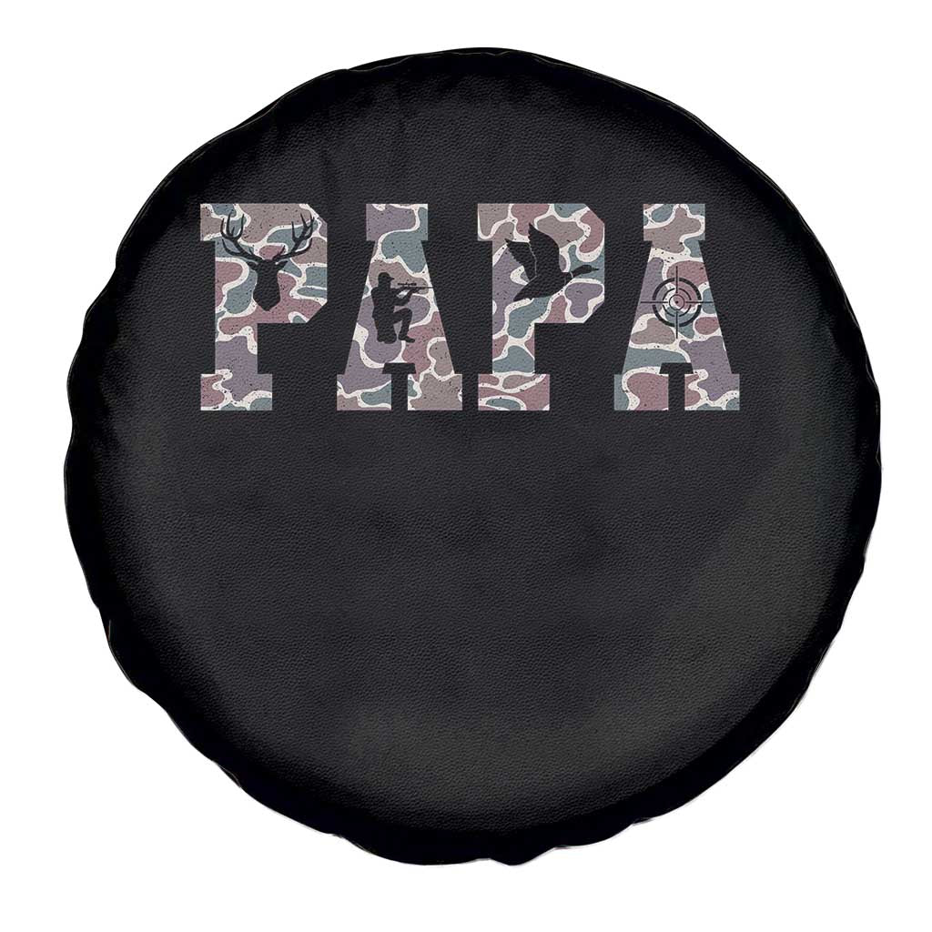 Funny Papa Hunting Spare Tire Cover Deer Hunter Father's Day Camouflage Flag