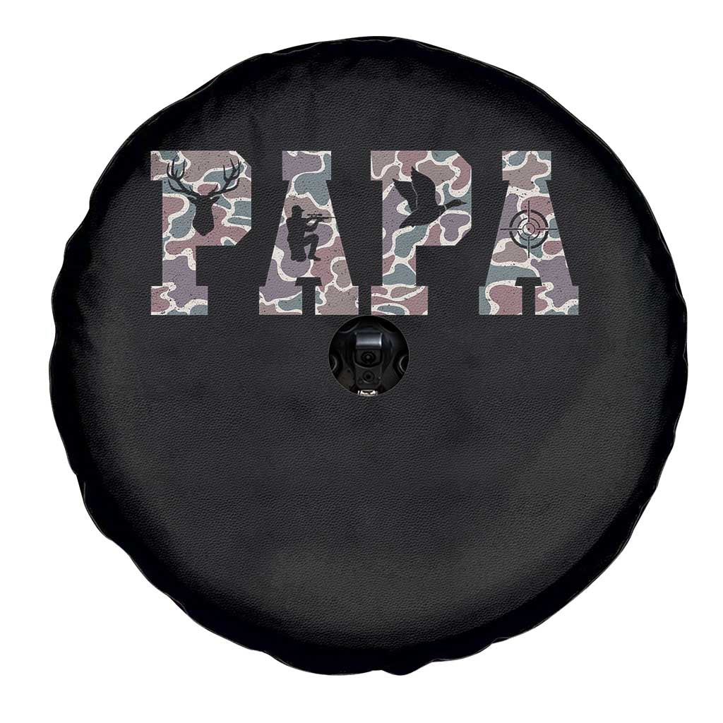 Funny Papa Hunting Spare Tire Cover Deer Hunter Father's Day Camouflage Flag
