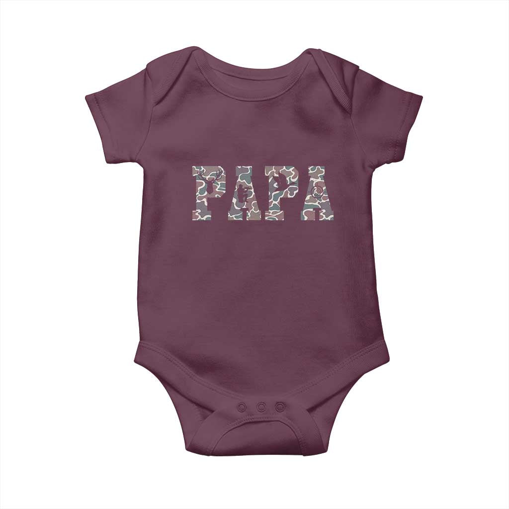 Funny Papa Hunting Baby Onesie Deer Hunter Father's Day Camouflage Flag