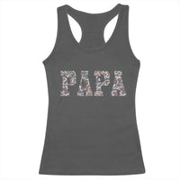 Funny Papa Hunting Racerback Tank Top Deer Hunter Father's Day Camouflage Flag