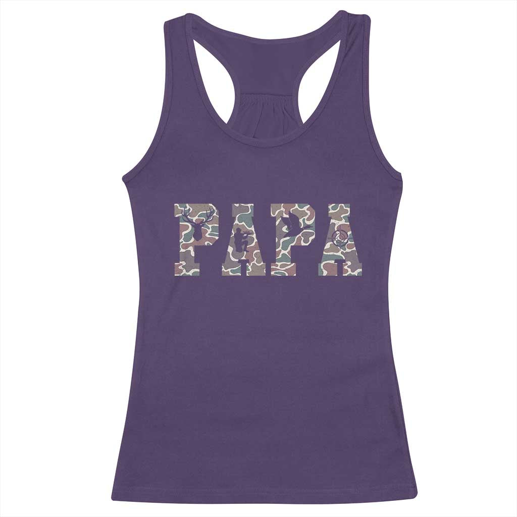 Funny Papa Hunting Racerback Tank Top Deer Hunter Father's Day Camouflage Flag