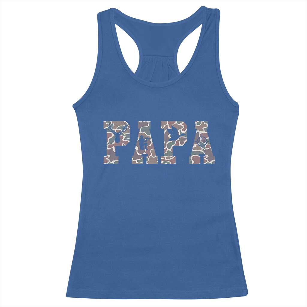 Funny Papa Hunting Racerback Tank Top Deer Hunter Father's Day Camouflage Flag