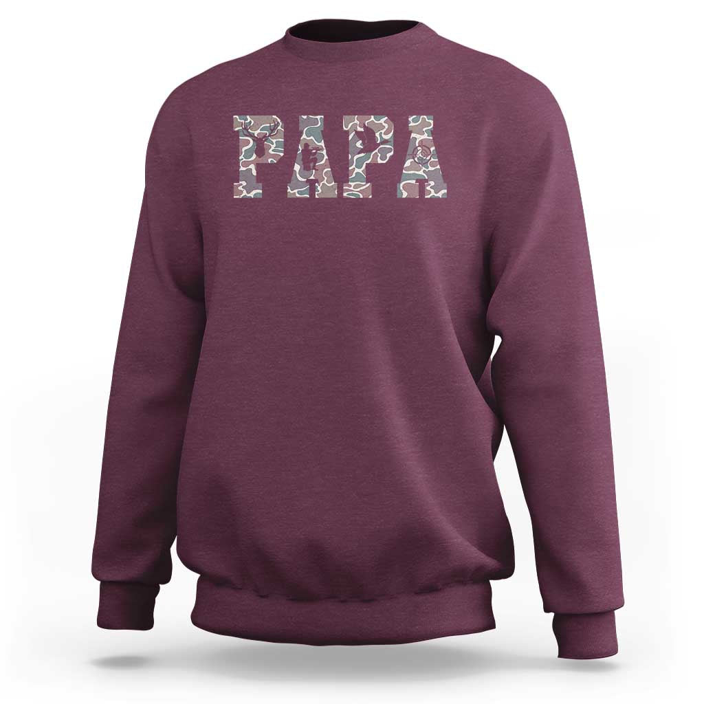 Funny Papa Hunting Sweatshirt Deer Hunter Father's Day Camouflage Flag