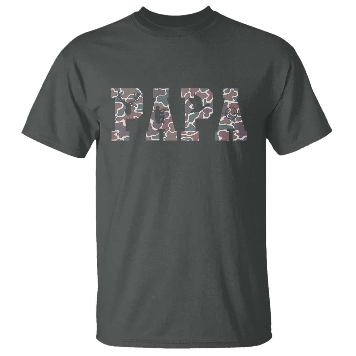 Funny Papa Hunting T Shirt Deer Hunter Father's Day Camouflage Flag