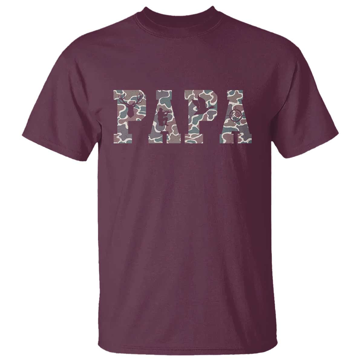 Funny Papa Hunting T Shirt Deer Hunter Father's Day Camouflage Flag