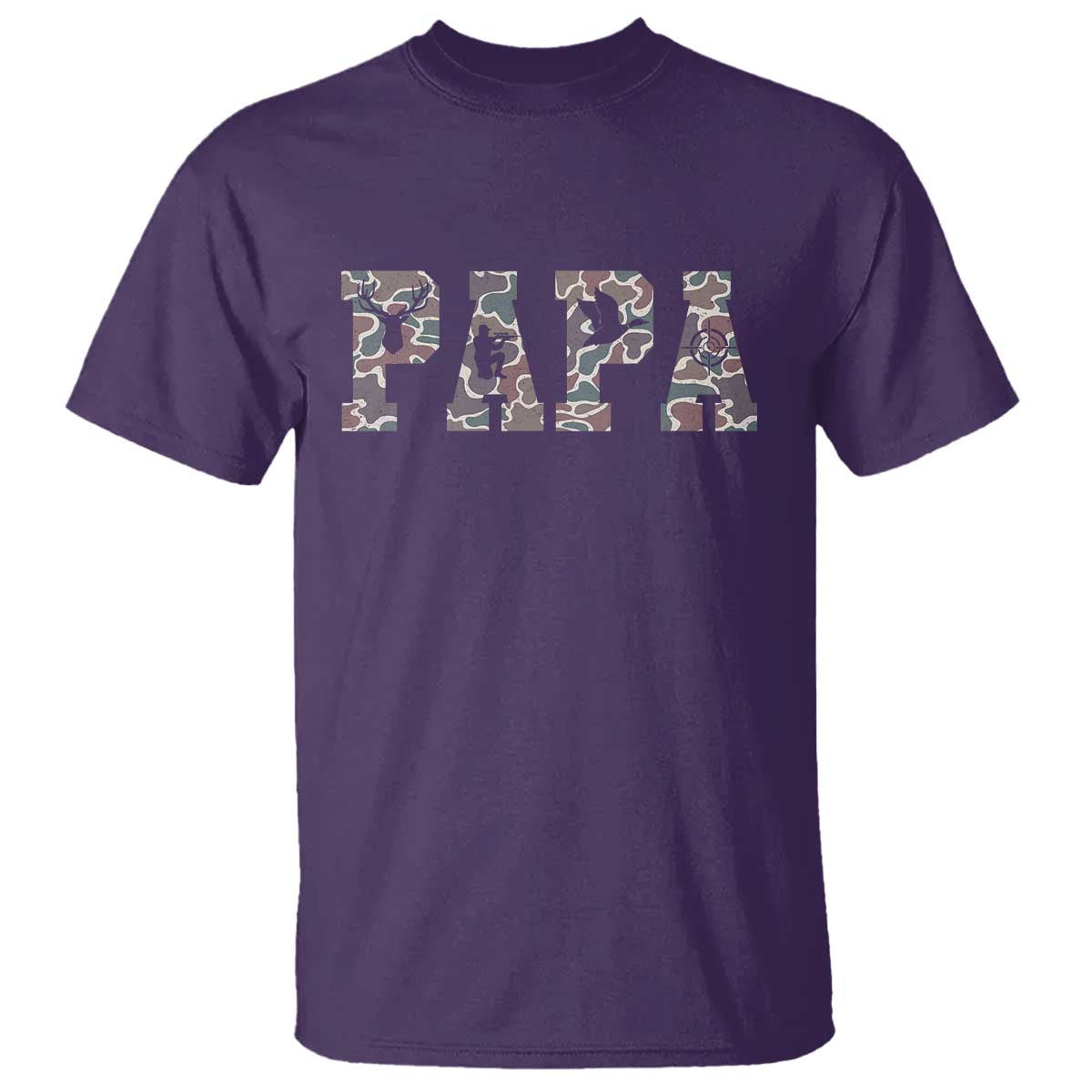 Funny Papa Hunting T Shirt Deer Hunter Father's Day Camouflage Flag