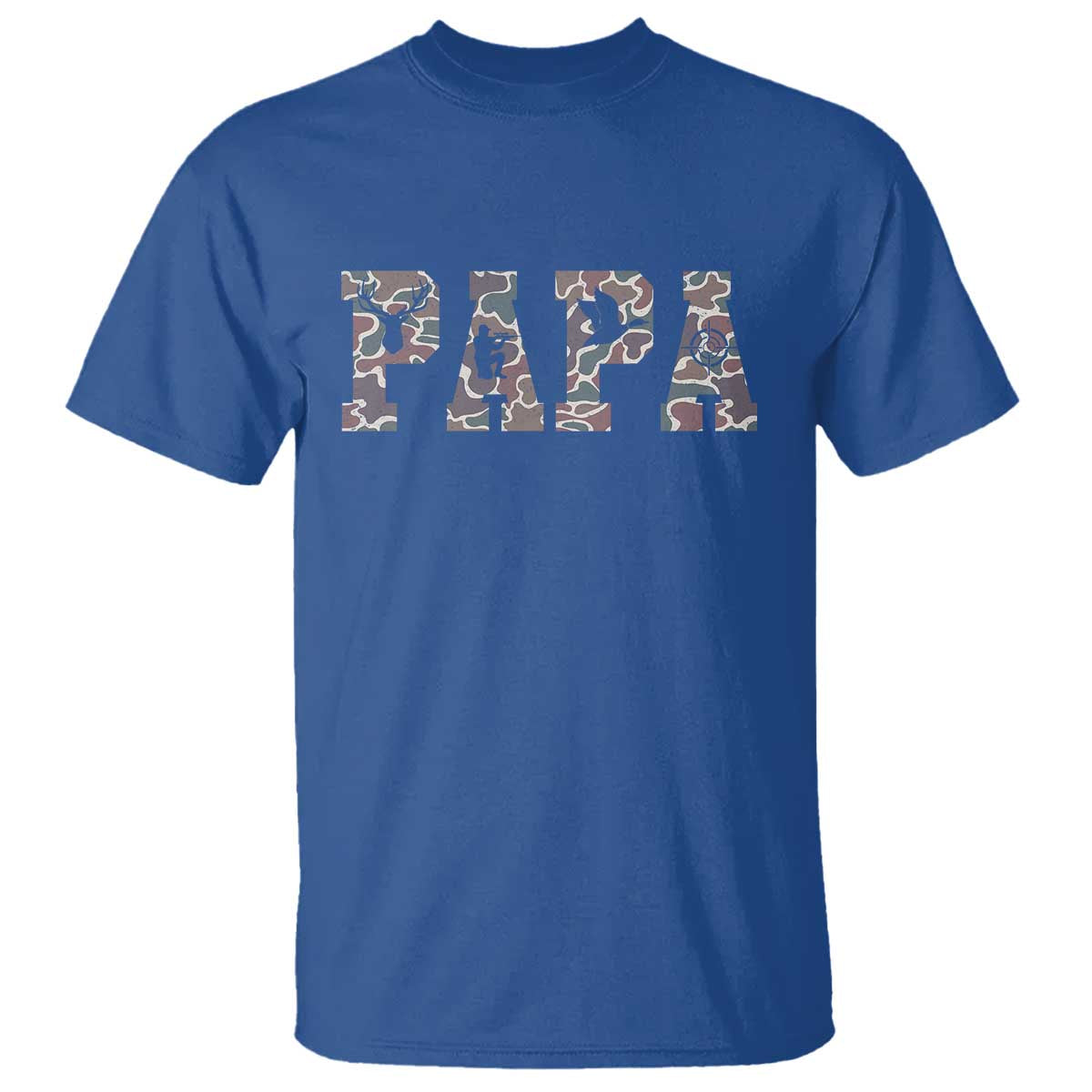 Funny Papa Hunting T Shirt Deer Hunter Father's Day Camouflage Flag