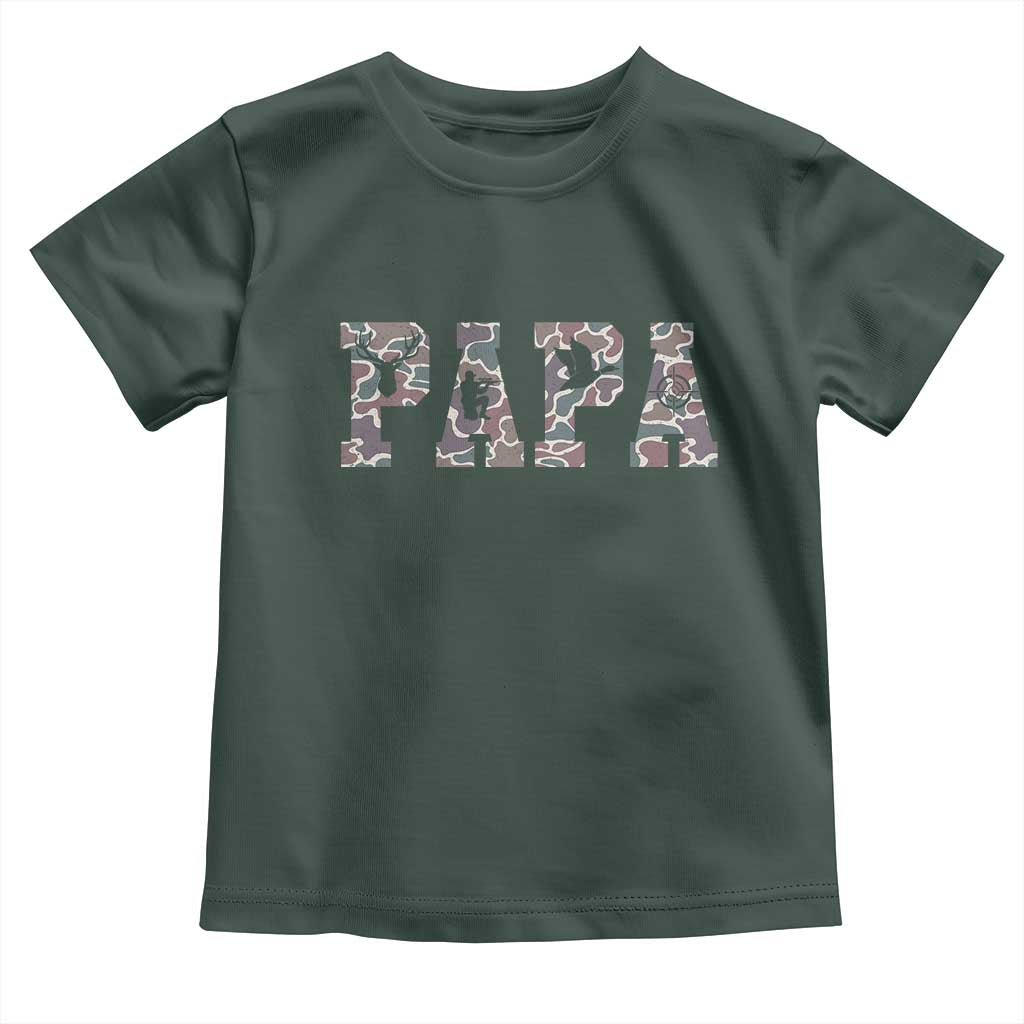 Funny Papa Hunting Toddler T Shirt Deer Hunter Father's Day Camouflage Flag