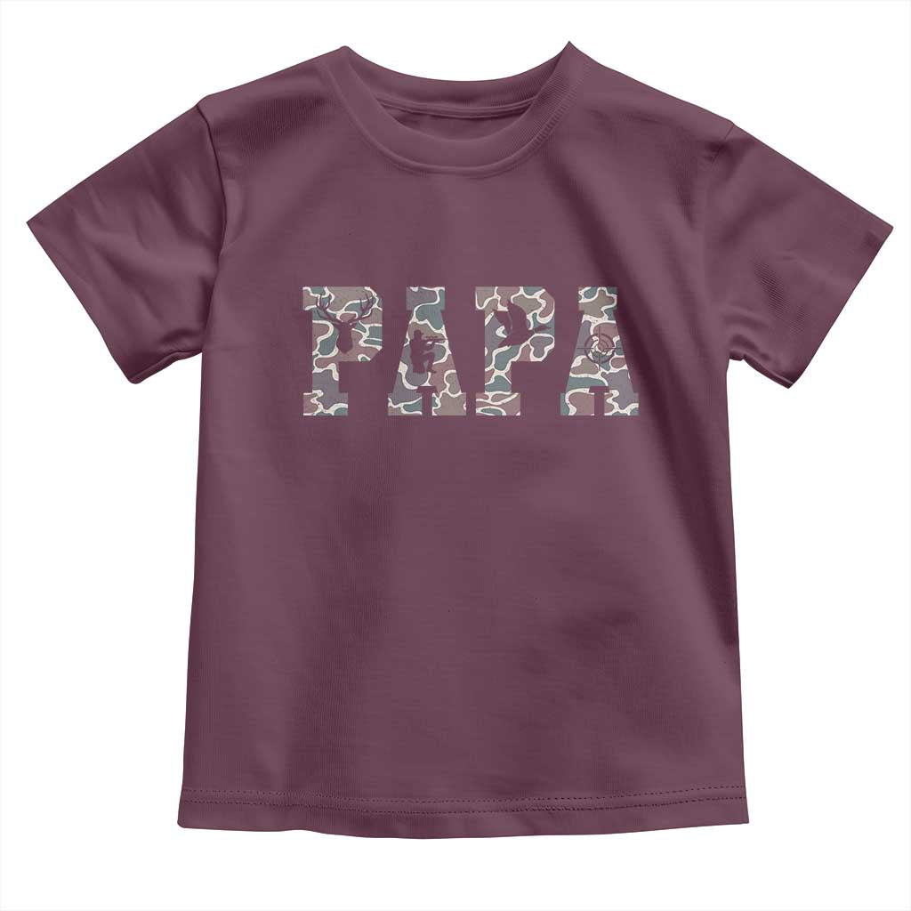 Funny Papa Hunting Toddler T Shirt Deer Hunter Father's Day Camouflage Flag