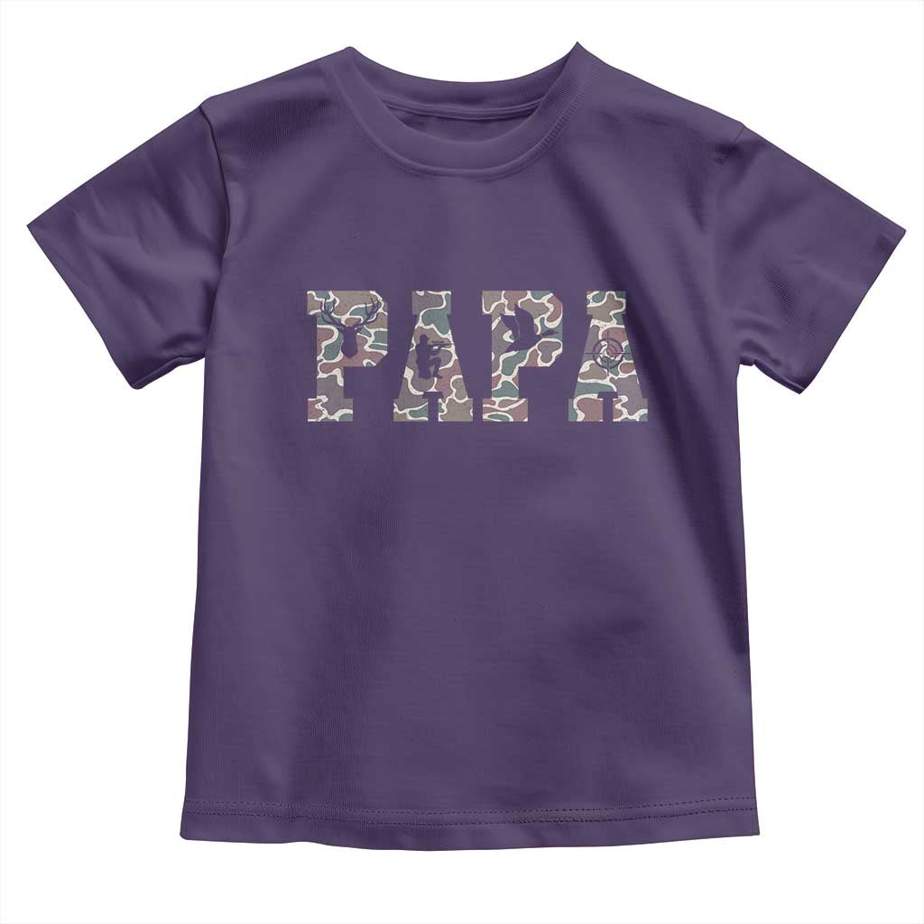 Funny Papa Hunting Toddler T Shirt Deer Hunter Father's Day Camouflage Flag
