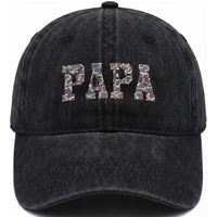 Funny Papa Hunting Washed Cotton Baseball Cap Deer Hunter Father's Day Camouflage Flag