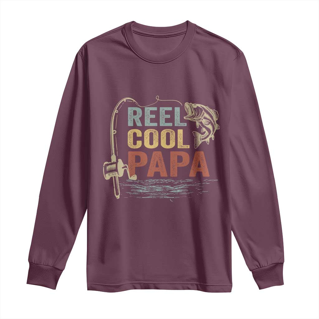 Funny Reel Cool Papa Long Sleeve Shirt Fishing Dad Fisherman Father's Day