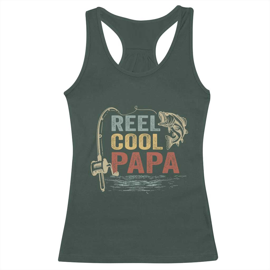 Funny Reel Cool Papa Racerback Tank Top Fishing Dad Fisherman Father's Day