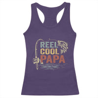 Funny Reel Cool Papa Racerback Tank Top Fishing Dad Fisherman Father's Day