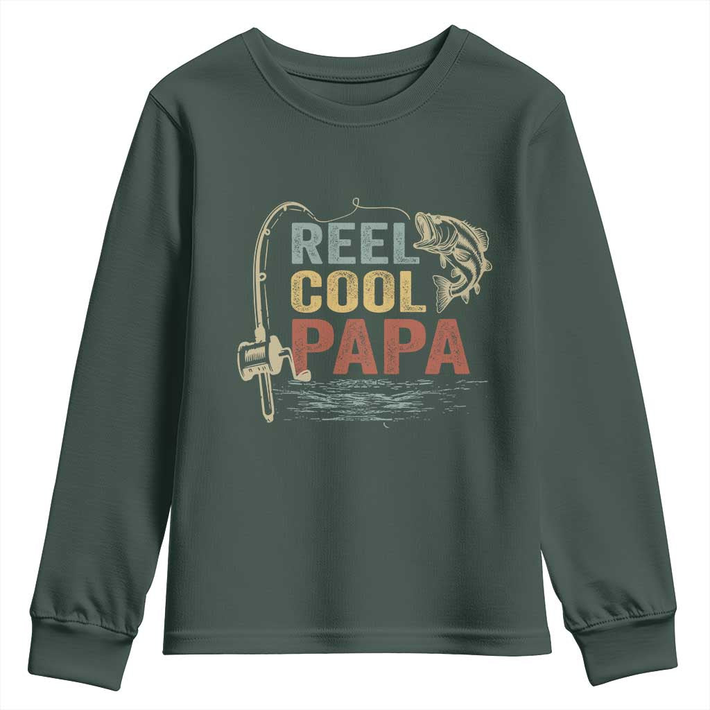 Funny Reel Cool Papa Youth Sweatshirt Fishing Dad Fisherman Father's Day