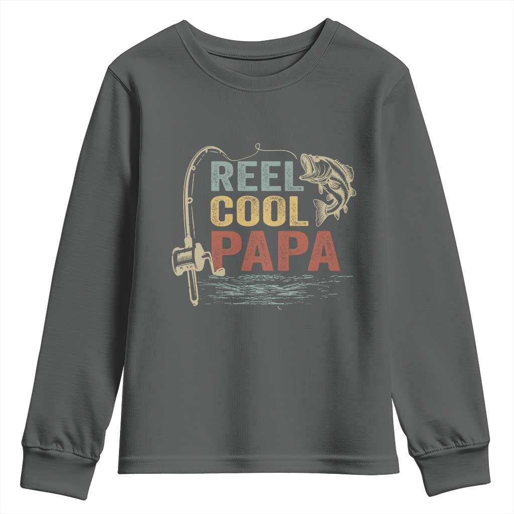 Funny Reel Cool Papa Youth Sweatshirt Fishing Dad Fisherman Father's Day