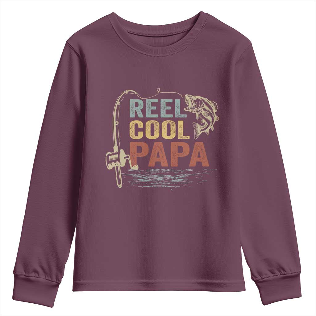 Funny Reel Cool Papa Youth Sweatshirt Fishing Dad Fisherman Father's Day