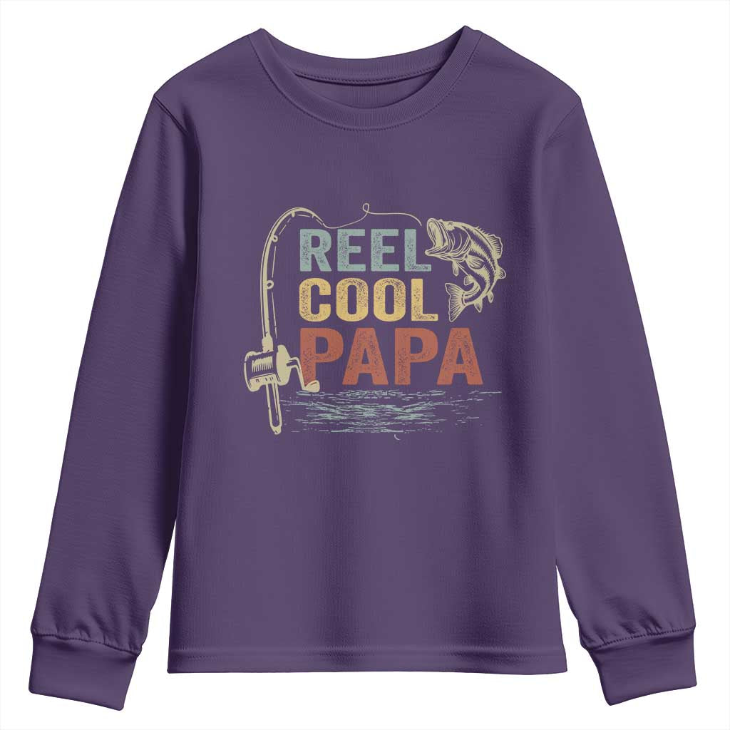 Funny Reel Cool Papa Youth Sweatshirt Fishing Dad Fisherman Father's Day