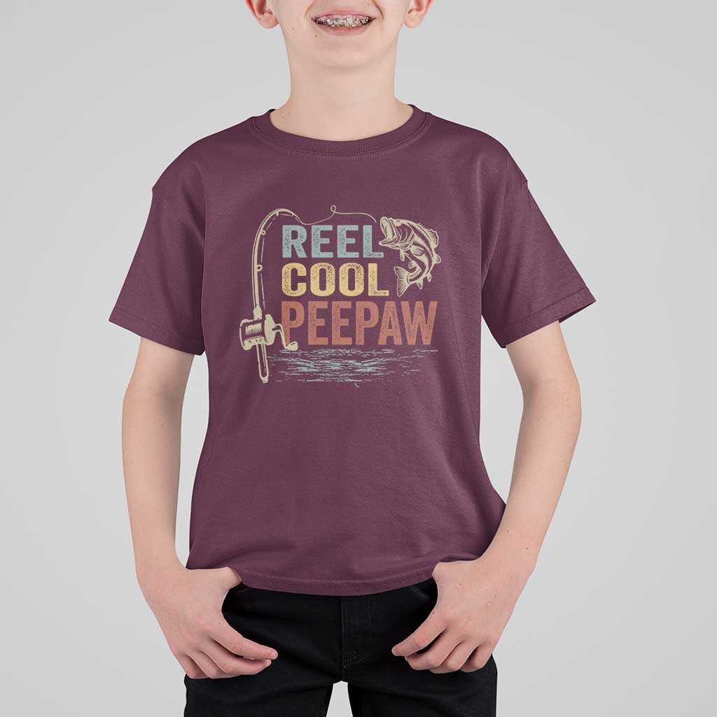 Funny Reel Cool Peepaw T Shirt For Kid Fishing Grandpa Fisherman Father's Day
