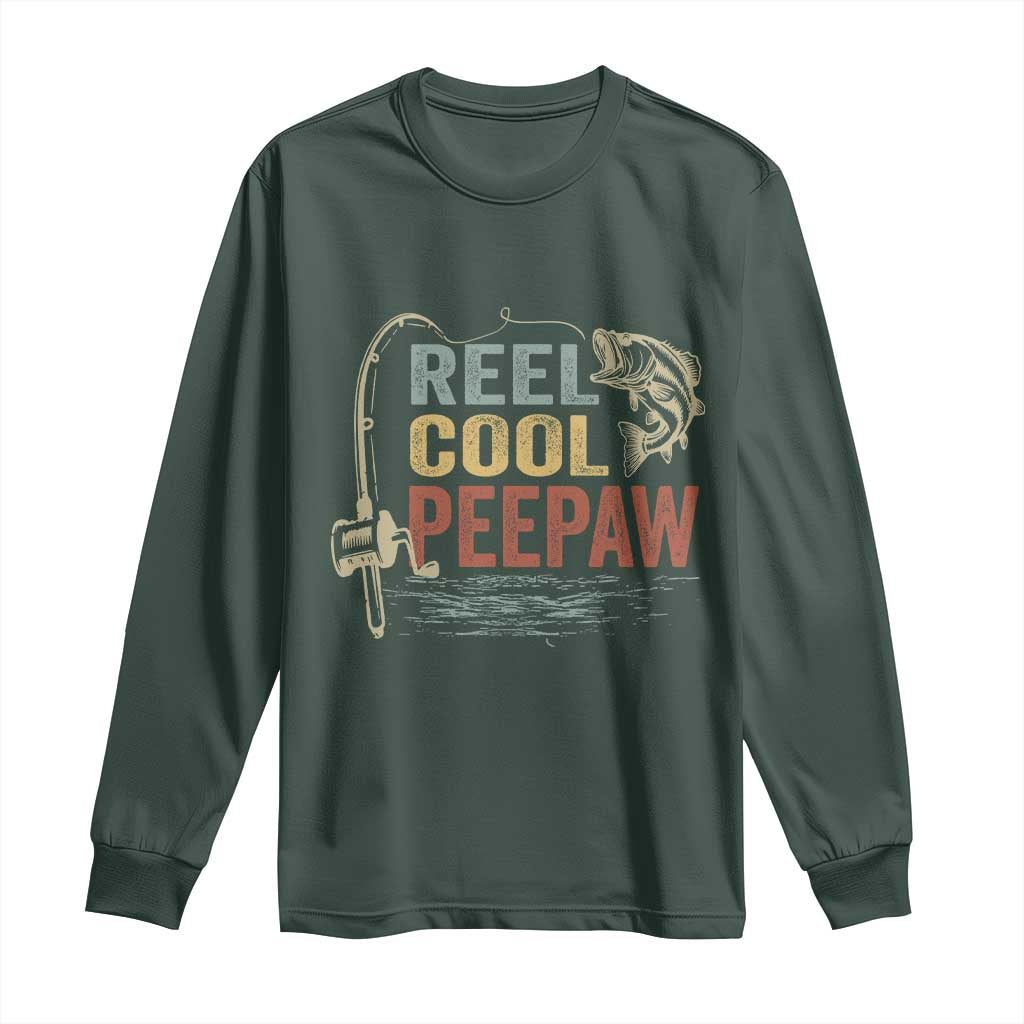 Funny Reel Cool Peepaw Long Sleeve Shirt Fishing Grandpa Fisherman Father's Day
