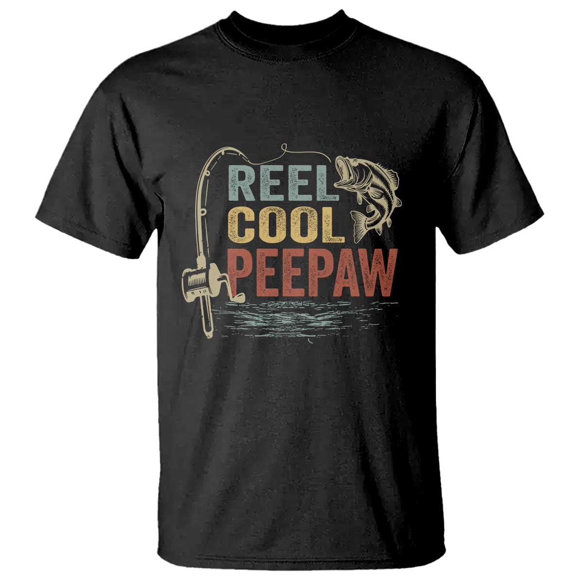 Funny Reel Cool Peepaw T Shirt Fishing Grandpa Fisherman Father's Day
