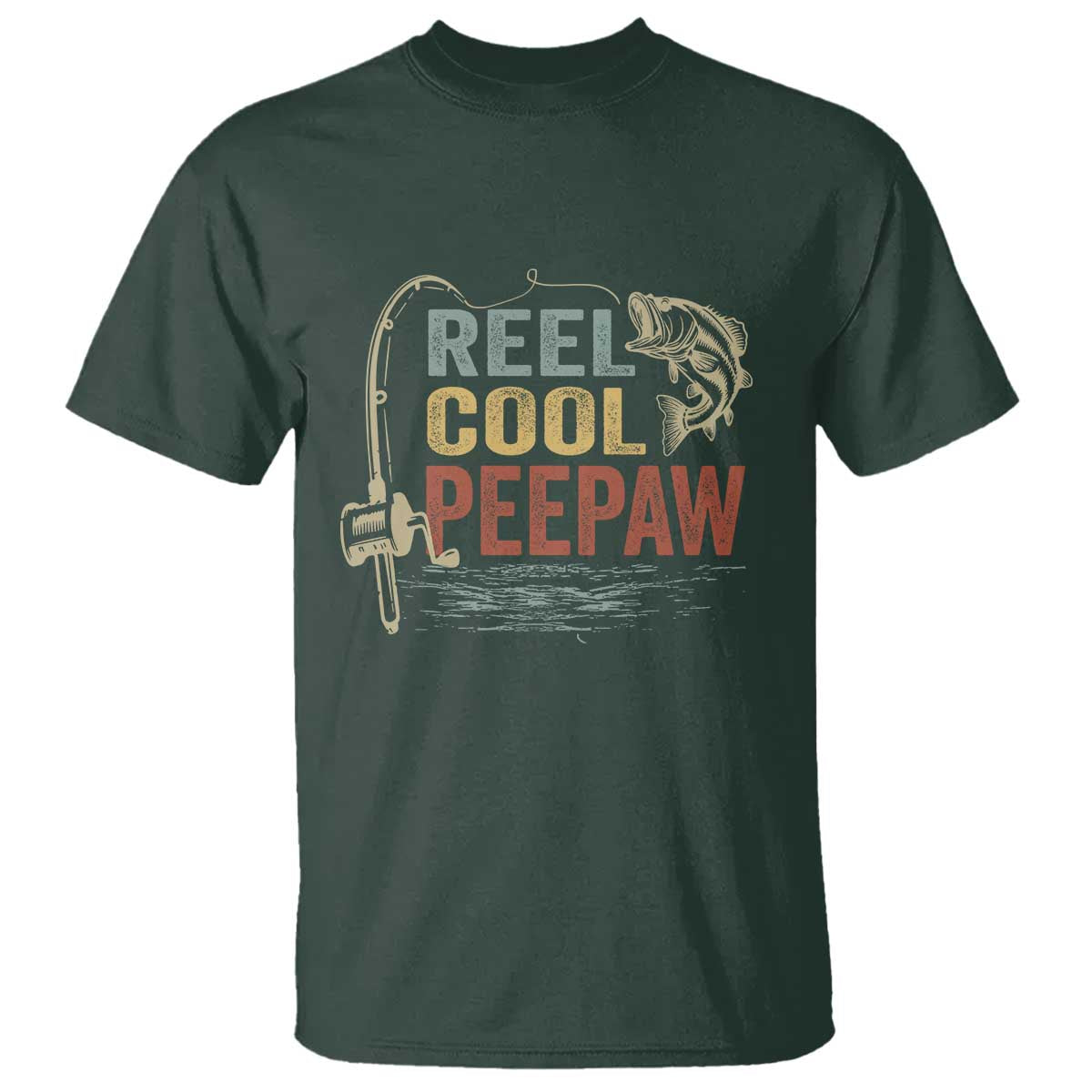 Funny Reel Cool Peepaw T Shirt Fishing Grandpa Fisherman Father's Day