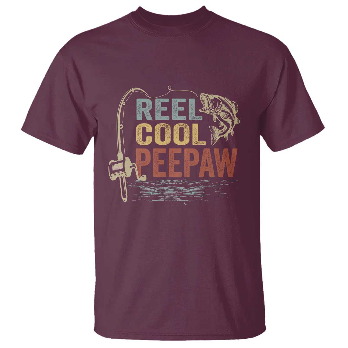 Funny Reel Cool Peepaw T Shirt Fishing Grandpa Fisherman Father's Day