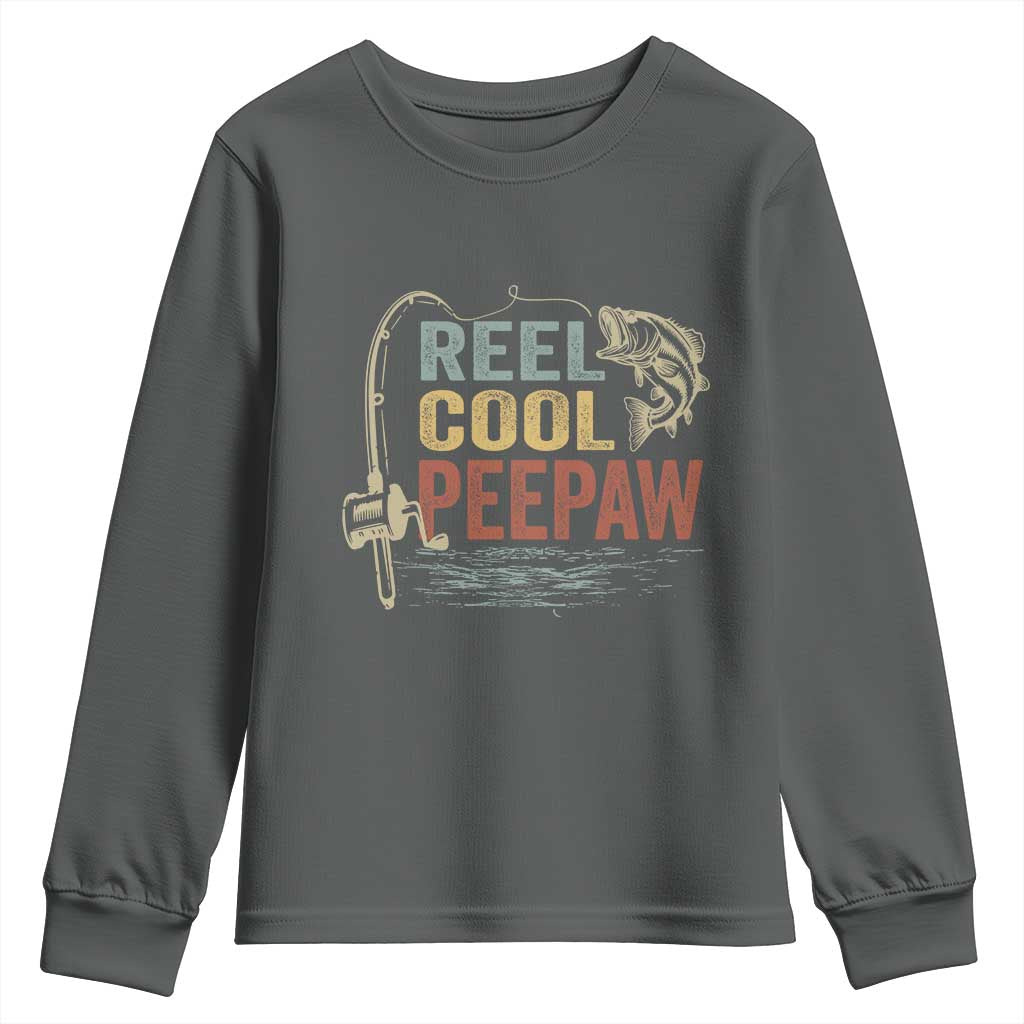 Funny Reel Cool Peepaw Youth Sweatshirt Fishing Grandpa Fisherman Father's Day
