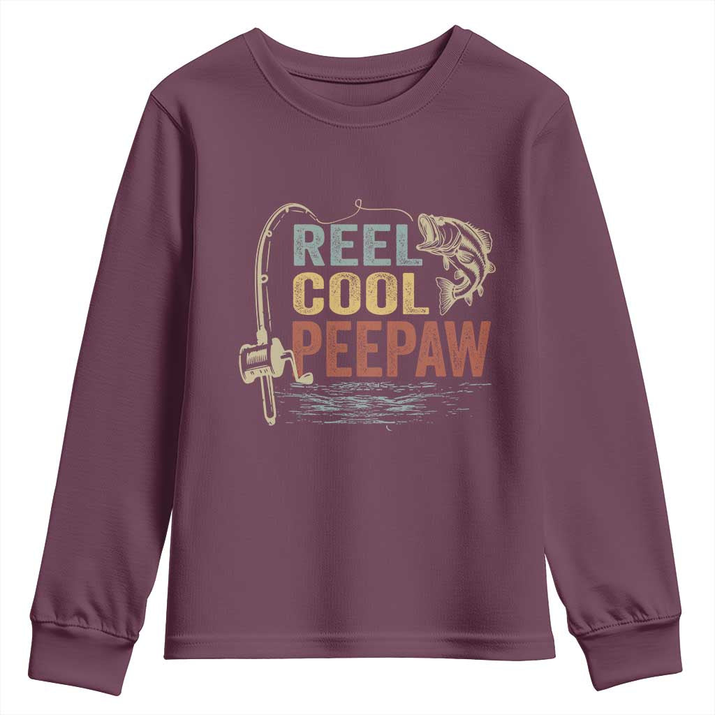 Funny Reel Cool Peepaw Youth Sweatshirt Fishing Grandpa Fisherman Father's Day