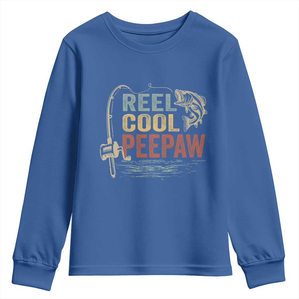 Funny Reel Cool Peepaw Youth Sweatshirt Fishing Grandpa Fisherman Father's Day