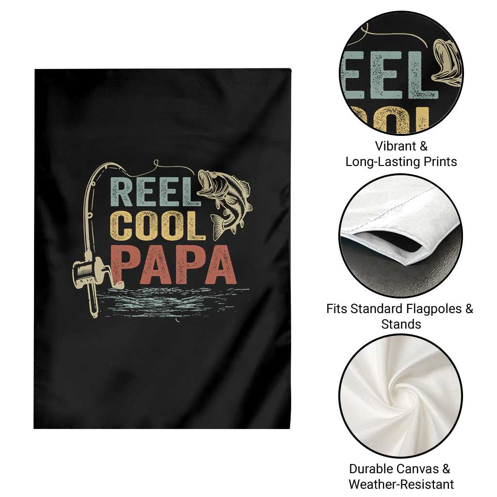 Funny Reel Cool Papa Garden Flag Fishing Dad Fisherman Father's Day