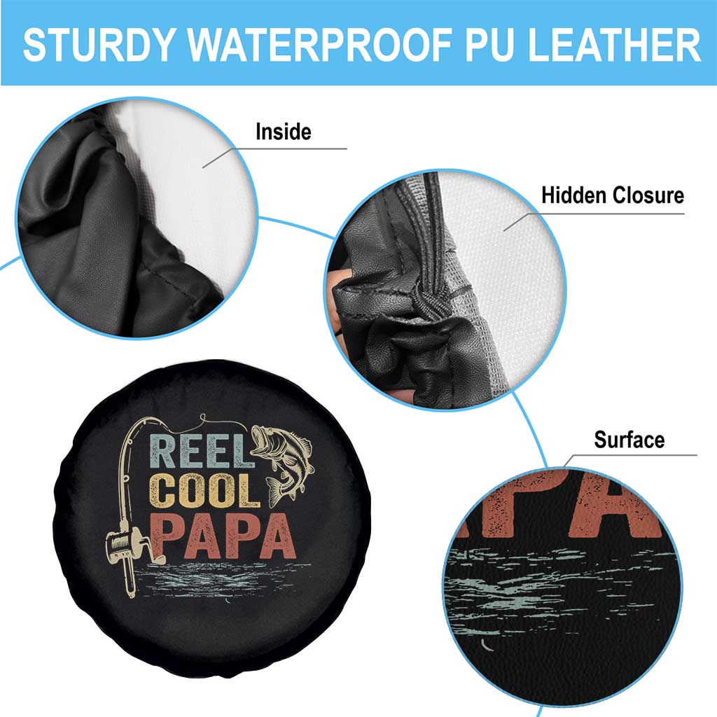 Funny Reel Cool Papa Spare Tire Cover Fishing Dad Fisherman Father's Day
