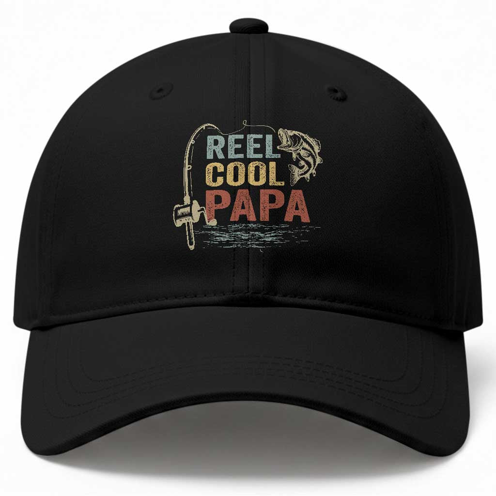 Funny Reel Cool Papa Baseball Cap Fishing Dad Fisherman Father's Day