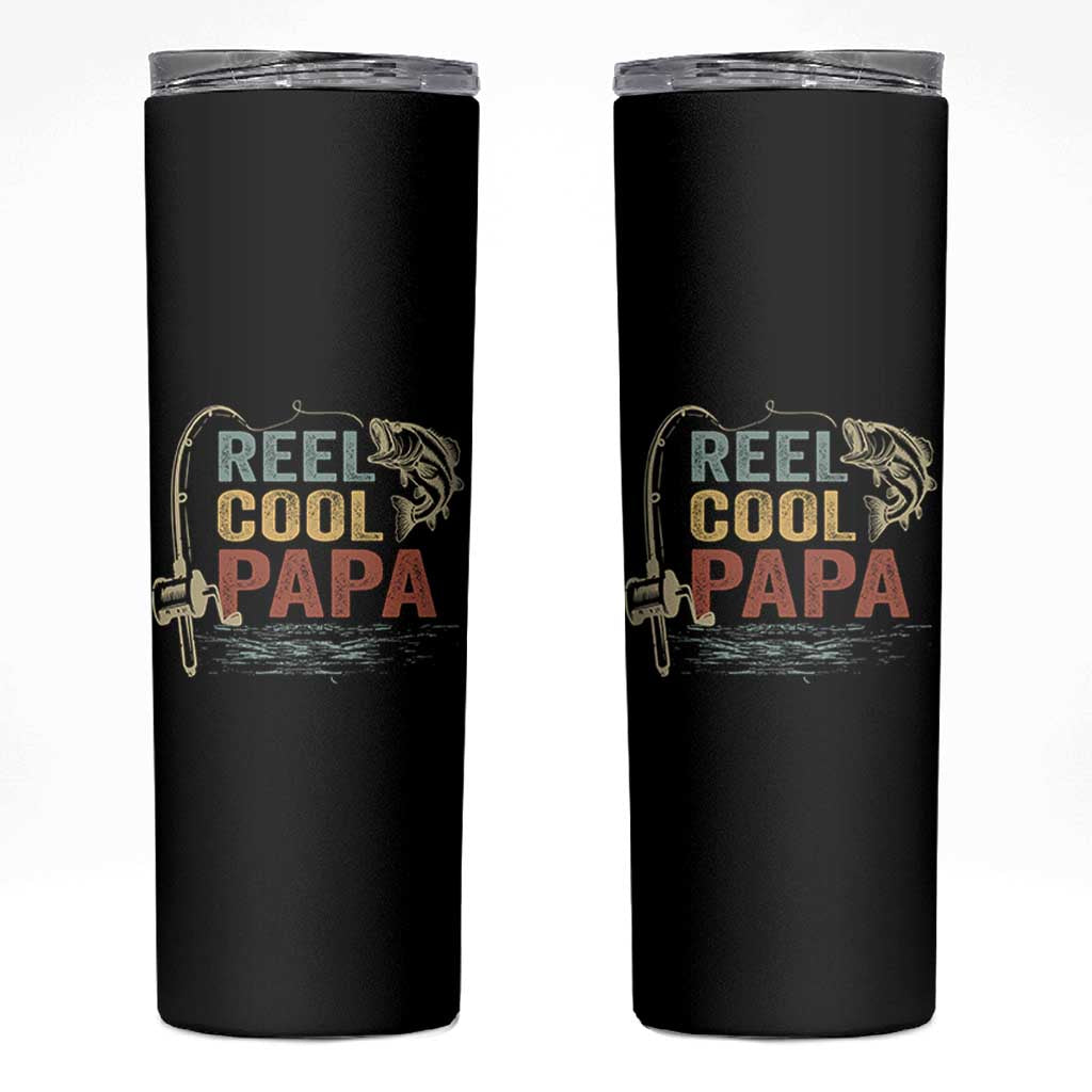 Funny Reel Cool Papa Skinny Tumbler Fishing Dad Fisherman Father's Day