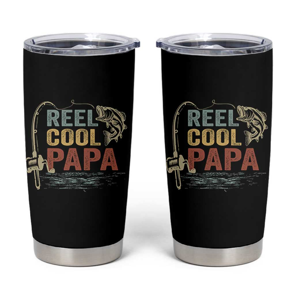 Funny Reel Cool Papa Tumbler Cup Fishing Dad Fisherman Father's Day