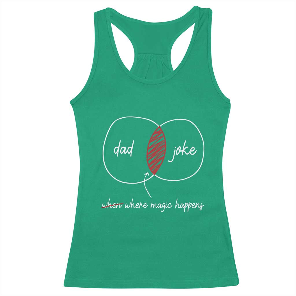 Funny Dad Joke Where Magic Happens Racerback Tank Top Father's Day