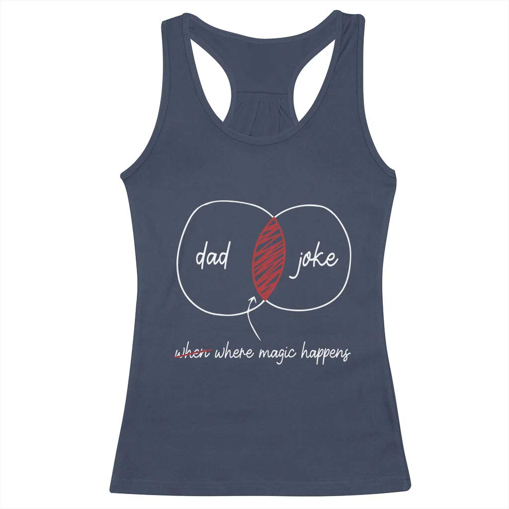 Funny Dad Joke Where Magic Happens Racerback Tank Top Father's Day
