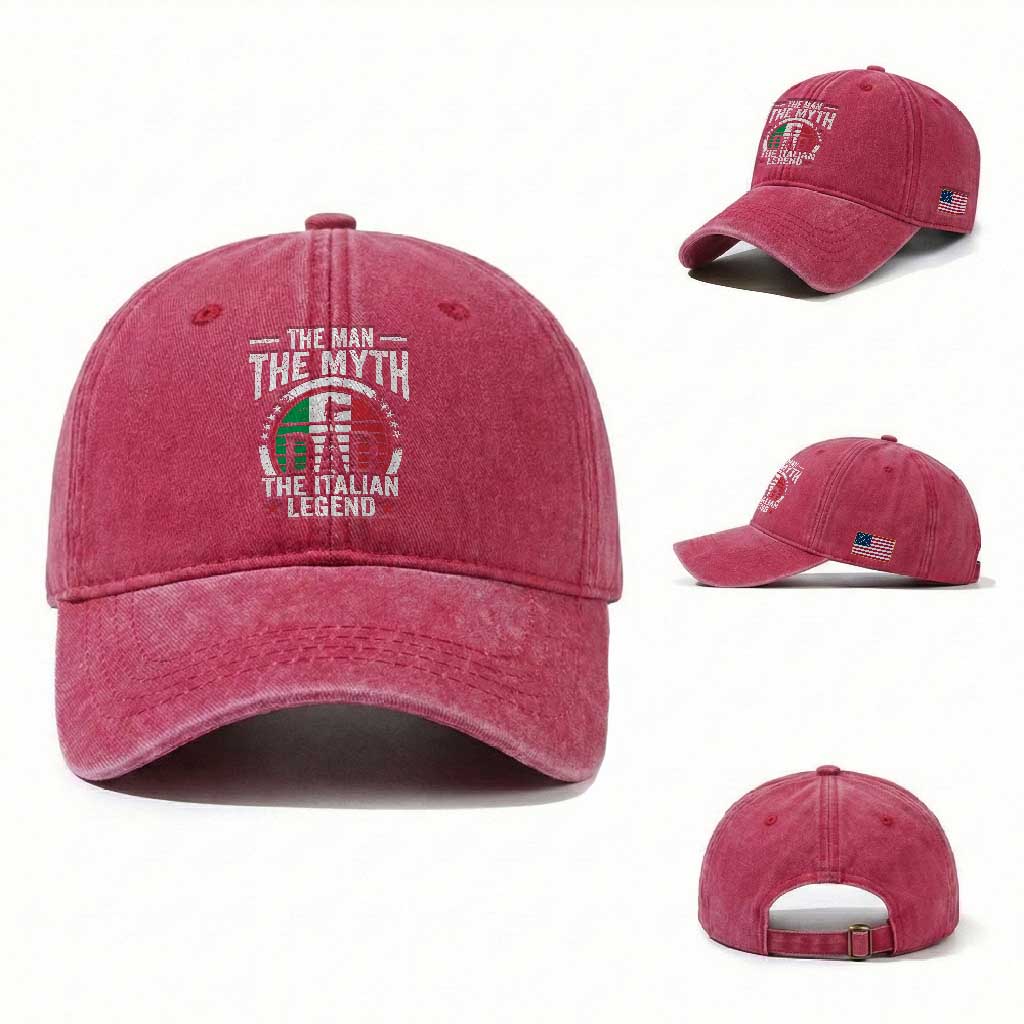 Funny Italian Dad Washed Cotton Baseball Cap The Man The Myth The Italian Legend