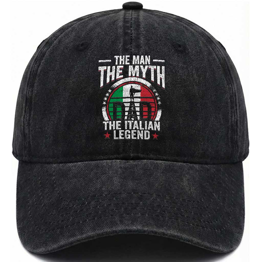 Funny Italian Dad Washed Cotton Baseball Cap The Man The Myth The Italian Legend
