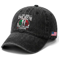 Funny Italian Dad Washed Cotton Baseball Cap The Man The Myth The Italian Legend