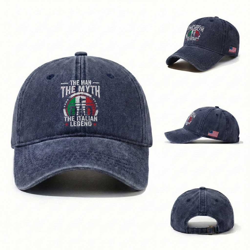 Funny Italian Dad Washed Cotton Baseball Cap The Man The Myth The Italian Legend