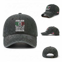 Funny Italian Dad Just Like A Normal Dad Except Much Cooler Washed Cotton Baseball Cap Pinched Fingers Father's Day