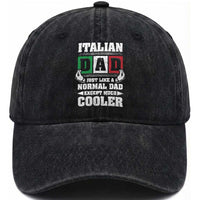 Funny Italian Dad Just Like A Normal Dad Except Much Cooler Washed Cotton Baseball Cap Pinched Fingers Father's Day