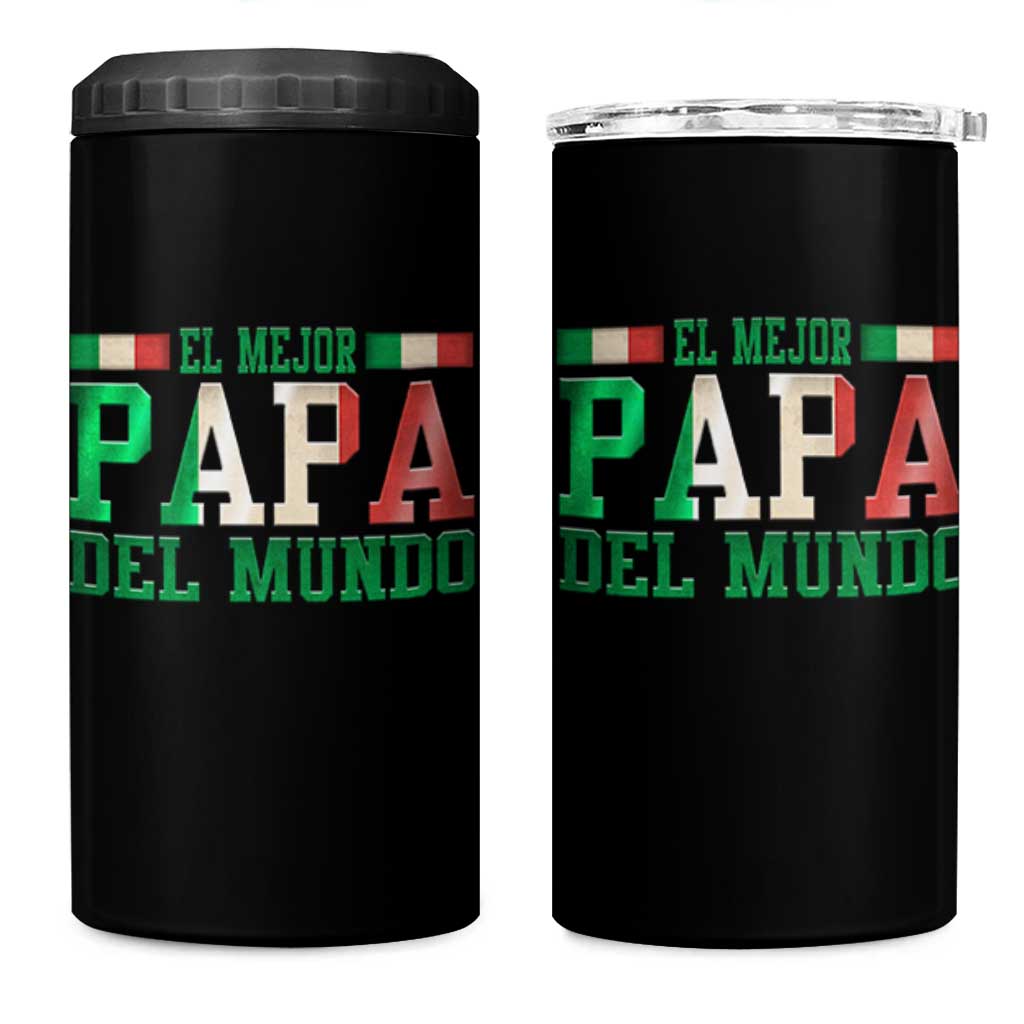 Funny El Mejor Papa Del Mundo 4 in 1 Can Cooler Tumbler Mexican Father