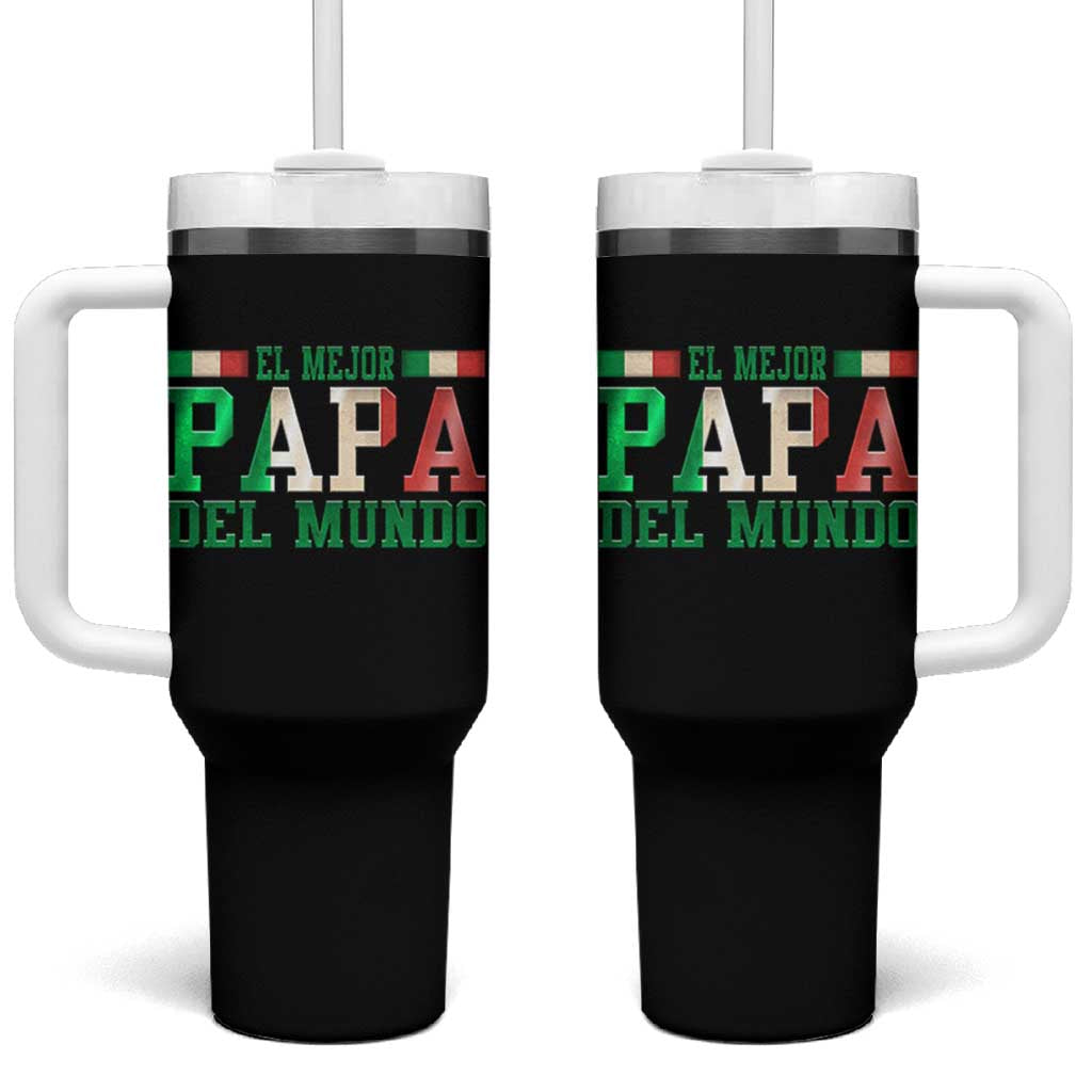 Funny El Mejor Papa Del Mundo Tumbler With Handle Mexican Father