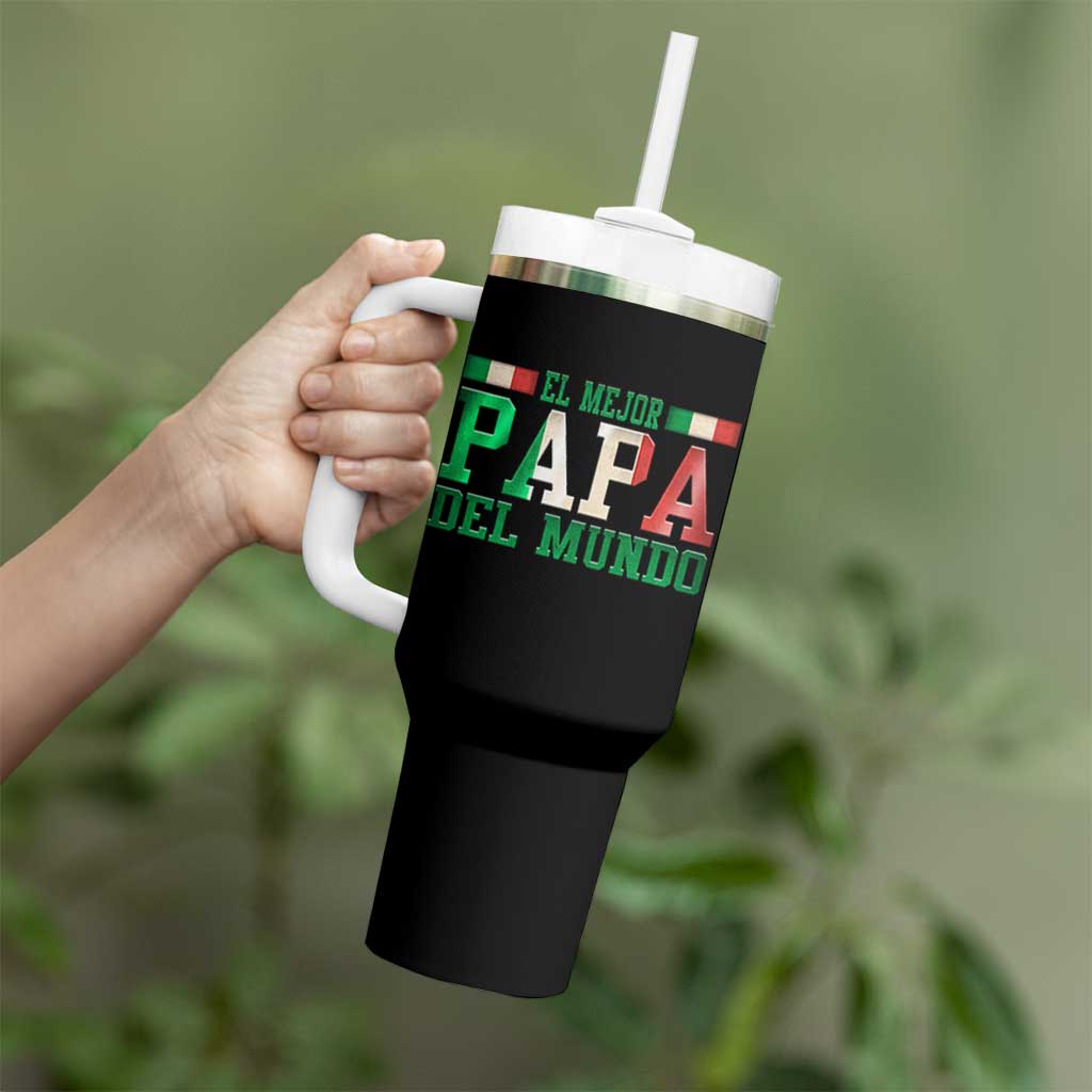 Funny El Mejor Papa Del Mundo Tumbler With Handle Mexican Father