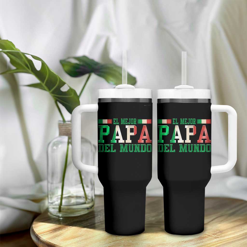Funny El Mejor Papa Del Mundo Tumbler With Handle Mexican Father