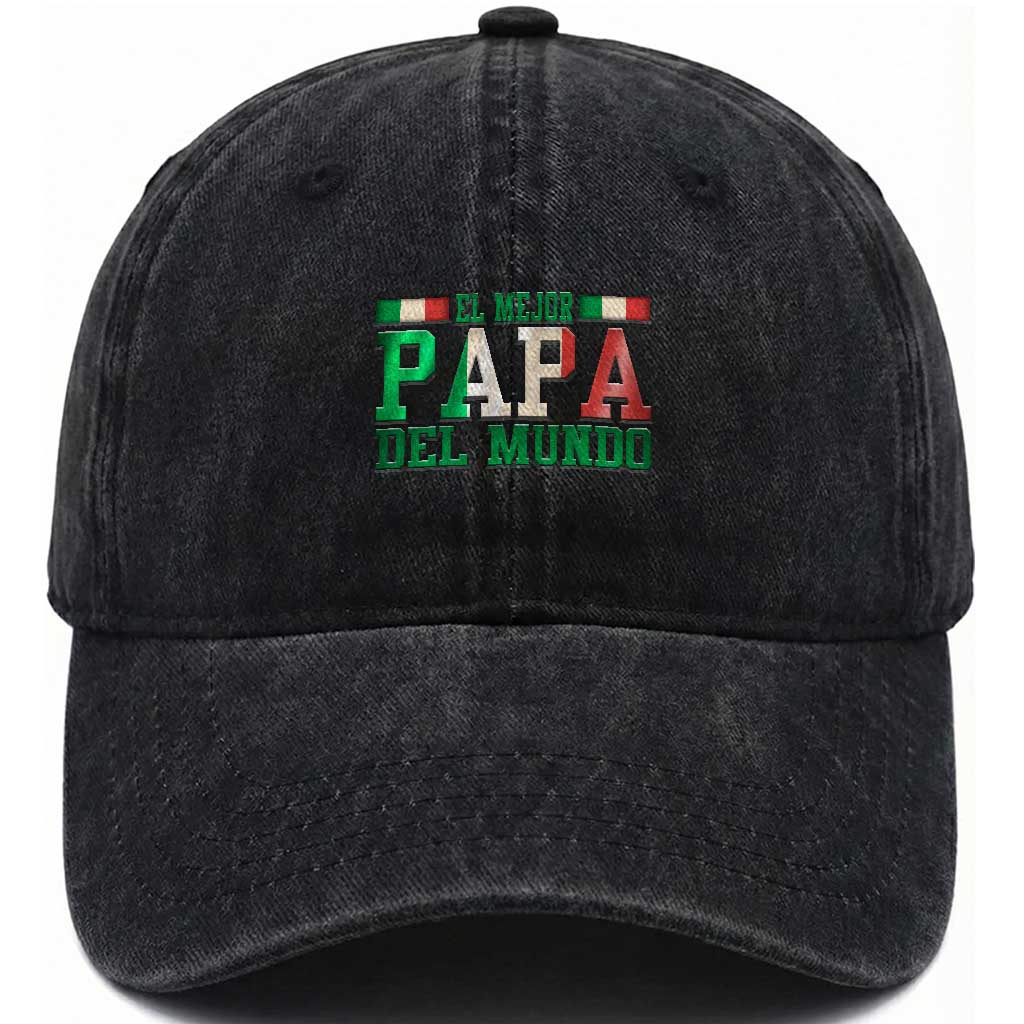 Funny El Mejor Papa Del Mundo Washed Cotton Baseball Cap Mexican Father